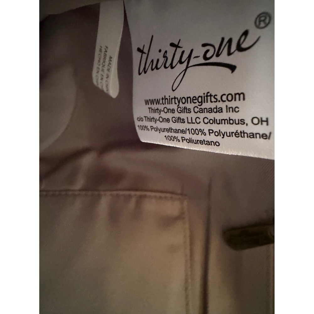 Thirty-One Around Town Tote Gray Lime Green Dashed Faux Leather Shoulder Bag - Picture 7 of 8